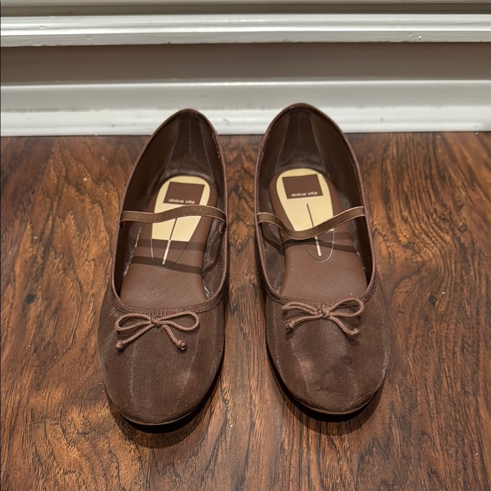 Brown Mesh Ballet Flats